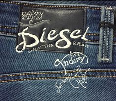 Diesel Brand, Denim Label, Denim Jeans Fashion, Diesel Denim, Weird Shirts, Leather Label, Patched Jeans, Jean Accessories, Denim Accessories