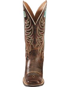 Ariat Round Up Ryder Cowgirl Boots - Square Toe , Brown Western Brown Boots With Reinforced Stitching, Western Snip Toe Boots With Reinforced Stitching, Western Boots With Reinforced Stitching For Rodeo, Western Boots With Reinforced Stitching And Snip Toe, Western Boots With Reinforced Stitching For Ranch, Fitted Work Boots With Reinforced Heel For Western Events, Cowgirl Boots Square Toe, Womens Ariat Boots, Corral Boots Womens