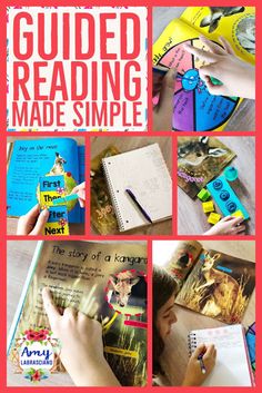 an image of guided reading made simple with pictures and text on the page, including handwritten instructions