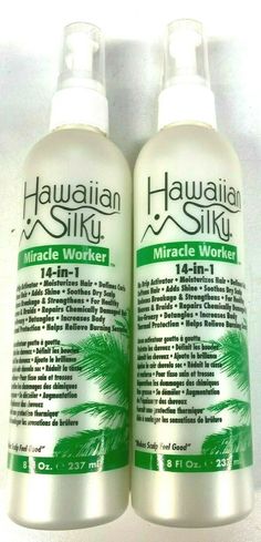 Hawaiian Silky Miracle Worker 14-in-1 No Drip Activator & Moisturizer 8 oz - 2PACK Product Description: Hawaiian Silky Miracle Worker 14 in 1 is the very best product for protecting and maintaining your hairstyle. This versatile product can be used as a curl activator, a moisturizer on natural curls and perm waved hair and leave-in conditioner for relaxed, natural and braided hair. This non greasy, non-staining formula helps to soften and detangle hair while moisturizing the scalp and repairing Hawaiian Silky, Maintaining Curly Hair, Waved Hair, Chemically Damaged Hair, Hair Repair Treatments, Curl Activator, Detangle Hair, Damage Hair, Soften Hair