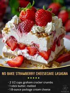 no bake strawberry cheesecake lasagna