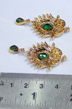 18 K solid gold Diamond and Emerald gemstone set earrings. Beautiful pair for your jewelry collection. Size -4/2 cm, weight of pair-13.390 grams, Diamond weight -2.82 carats, material -18 K solid gold , VS G diamond and natural Emerald. Diamond Emerald Earrings, Emerald Earring, Emerald Diamond Earrings, Emerald Earrings Studs, Set Earrings, Handmade Fine Jewelry, Stud Jewelry, Diamond Earring, Silver Anklets