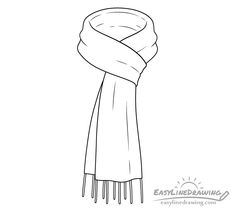 a scarf is shown in black and white, with the word easy line drawing on it