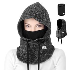 PRICES MAY VARY. ❶ [Balaclava Face Mask in Knitting Process] -- Balaclava Hood Ski Mask is Made of high-level Fabric with 70% polyester + 30% cotton. The Neck Warmer is 50% spandex and 50% cotton in Neutral One-size Cut. Can be used as a Warming hat, mask hood, hood balaclava, snood and neck scarf. Protect from the cold, wind, dust and UV Rays. ONE SIZE FITS MOST PEOPLE. ❷ [Fit Your Different Balaclava Needs]: Unisex Windproof Balaclava Face Mask with Ski Neck Gaiter Set, Perfect fit for Women M Hood Balaclava, Men's Balaclava, Winter Face Mask, Winter Face, Women Ski, Ski Cap, Ski Fashion, Hooded Scarf, Ski Mask