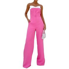 Look gorgeous in the Pink sleeveless tube top loose wide-leg pants suit. This stunning suit features an on-trend pink sleeveless tube top and loose, wide-leg pants that ensure you look your best at any event. Show off your style and make an unforgettable impression! Latest Designer Dresses, Tie Dye Tops, Wide Leg Pant Suit, Pink Jumpsuit, Maxi Dress Cocktail, Pants Suit, Look Your Best, Green Skirt, Dress With Cardigan