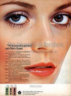 1970 Makeup, 70's Makeup, 1970's Makeup, 1970s Uk, Historical Makeup, Vintage Makeup Ads, 1970s Hairstyles, Makeup History, 60s Makeup