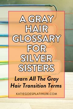 Confused by the lingo used when discussing your Grey Hair Transformation? Silver Haired Sisters, this glossary is for you! Understand the terms used throughout your gray hair growth journey, from silver and gray to calico hair. Gain valuable tips for a smooth transition and embrace your natural beauty with confidence Hair Growth Journey, Calico Hair, Silver Sisters, Silver Grey Hair