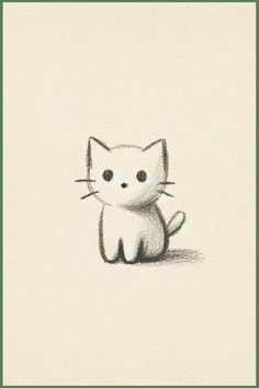 a drawing of a cat sitting on the ground