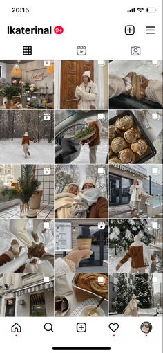 the instagram page is filled with pictures of people in winter clothing and food items