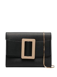 buckle-detail leather clutch from BOYY featuring black, leather, grained texture, gold-tone hardware, decorative buckle detail, detachable chain-link shoulder strap, foldover top with magnetic fastening, partitioned compartment and zip-fastening compartment.Width 8,27 in / 21 cmHeight 6,3 in / 16 cmDepth 0,79 in / 2 cmStrap 44,88 in / 114 cm Boyy Bag, Gorgeous Leather, Leather Handbags Women, Bottega Veneta Shoulder Bag, Ladies Clutch, Clutch Pouch, Black Leather Handbags, Leather Travel, Travel Case