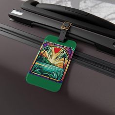 Look for the beauty of the islands in the baggage carousel next time you travel! Our brightly colored acrylic luggage tag comes with a business card/contact information insert on the back. This luggage tag is secured with an adjustable leather strap. Material: 100% acrylic One size: 2.4 inches x 4 inches (6 x 10cm) One printed side with glossy finish Adjustable leather strap Rear opening for entering personal information card I Heart Hawaii: Colorful Luggage Tag part of the travel accessories collection at Design My Heart. Green Rectangular Travel Accessories For Trip, Baggage Carousel, Acrylic Bag, Colored Acrylic, Travel Luggage Tag, Bag Tag, Luggage Tag, Bag Tags, Luggage Tags