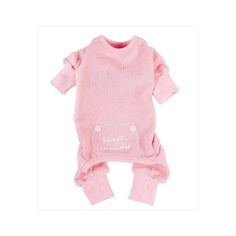 a pink dog sweater and pants set with the words rescue mom written on it's chest