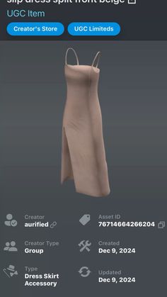 an item is shown on the app for dressmaking, which shows how to make it look