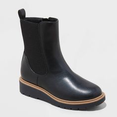 These Laurel Chelsea Boots from art class™ are perfect for your kid's school and fall adventures. The faux-leather boots have a solid-color upper with a round closed and medium width. Set on a 1.25-inch wedge heel, these Chelsea boots are designed with a distinct elastic panel on a side, along with a back pull tab and a side zipper for secure, snug wear. art class™: One-of-a-kind looks for the one and only you. School Boots For Fall With Round Toe, Fall High-top Boots For School, Casual School Boots For Fall, Fall Adventures, Construction For Kids, Glitter Boots, Faux Leather Boots, Rubber Boot, Zipper Boots