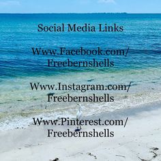 a beach with the words social media links, facebook com / freebenshels