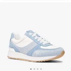 New! Size 8,5 Bought For 95 Sell For 75 White Denim Sneakers For Spring, Trendy Michael Kors Sneakers For Spring, Washed Denim, Michael Kors Shoes, Denim Wash, Womens Shoes Sneakers, Two Tone, Shoes Sneakers, Color Blue