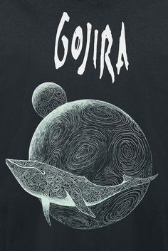 a black shirt with an image of a whale and the words gojira on it