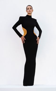 Marchesa Couture, Black Crepe Dress, R Design, Midi Dress Style, Column Dress, Long Midi Dress, M R, Red Sequin, Crepe Dress