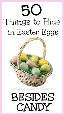 an easter basket with eggs in it and the words 50 things to hide in easter eggs