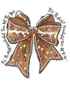 a drawing of a christmas bow with candy on it