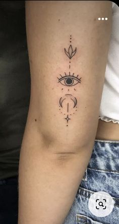 a woman's arm with an all seeing tattoo on it