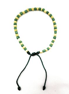 ILDE / Bracelet de Santeria, Draw String Type with Glass Beads Adjustable Green Beaded Bracelets With Wooden Beads, Adjustable Green Wooden Beads, Adjustable Green Bracelet With Wooden Beads, Adjustable Green Rosary Bracelet With Round Beads, Glass Beads, The One, Beaded Necklace, Beaded Bracelets, Ships