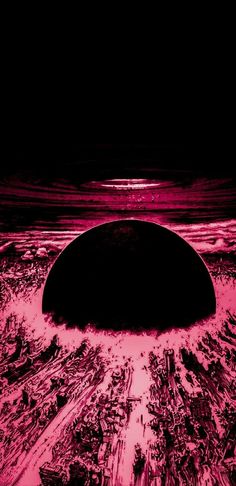 a black and pink photo of an oval object