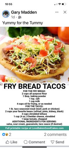 an image of a flyer for a taco restaurant with the text fry bread tacos