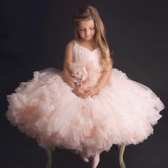 Brand New Sleeveless Flower Girl Dresses, Princess Flower Girl Dresses, Princess Flower, Blush Pink Dresses, Tulle Flower Girl, First Communion Dresses, Princess Ball Gowns, Flower Girl Dresses Tulle, Pageant Gowns