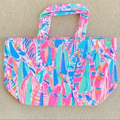 Gorgeous Nwt Lilly Pulitzer Palm Beach Tote In Hard To Find Pattern! Pattern: Multi Out To Sea Only Ever Taken Out Of The Bag For This Photo. Summer Pink Bags For Poolside, Pink Summer Beach Bag For Poolside, Casual Pink Beach Bag For Poolside, Casual Pink Poolside Bag, Summer Pink Beach Bag For Vacation, Pink Summer Beach Bag For Vacation, Blue Tropical Bag For Vacation, Blue Tropical Style Bag For Vacation, Blue Beachy Bag For Spring