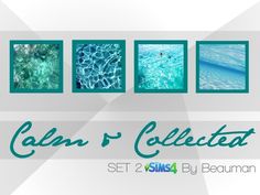 a set of four photos with the words calm n'collectat in green and white