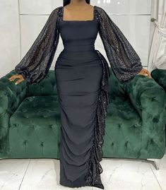 Plain And Pattern Gown Styles, Dinner Dresses Classy Elegant Long, Dinner Gowns Classy Style, Plain And Pattern Styles, Dinner Gowns Classy, Dinner Dress Classy Elegant, Bubu Gowns, African Print Designs, Chiffon Gown Styles