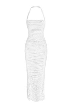 Crafted with a delicate mesh and spandex blend, this dress boasts a flattering gathered halter neck design that will accentuate your curves. Perfect for any occasion, exude elegance and sophistication in this must-have dress. Mean Blvd, Halter Neck, Neck Designs, Online Fashion, Latest Fashion Trends, Clothing Brand, Vietnam, Midi Dress, Mesh