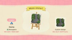 an animal crossing game screen with moss stone