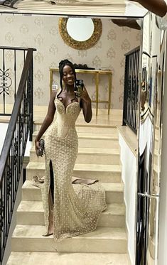 Prom Dress Nigerian, Prom Dress Cream, Prom Dress On Dark Skin, Birthday Dress 18th, South African Prom Dresses, Prom Dress Black Women, Nigerian Prom Dress, Prom Dress Gold