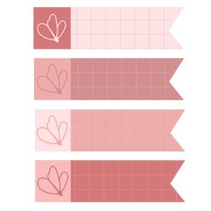 three pink banners with hearts and arrows on the top one is for valentine's day