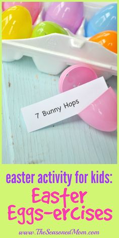 an easter egg carton with eggs in it and the words, 7 bunny hops