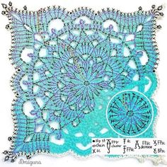 an intricate blue doily is featured on a white background with the words, lace and beads