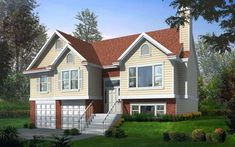 this is an artist's rendering of these two - story house plans for families