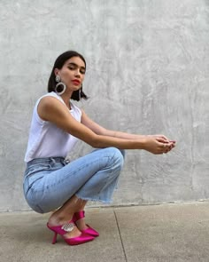 Pink Sandals Outfit, Pink Heels Outfit, Pink Shoes Outfit, Pink Stiletto Heels, Sandals Outfit Summer, Brittany Xavier, Hot Pink Shoes, Hot Pink Heels, Pink Stilettos