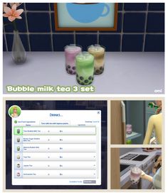 there are three different screens in the video game bubble milk tea