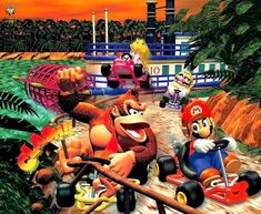 the mario kart racing game is shown in this image