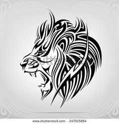 the head of a lion with an abstract pattern