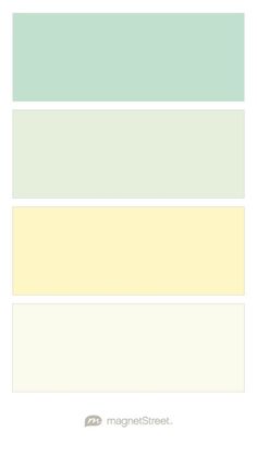 four different shades of pastel green, yellow and white in the same color scheme