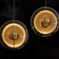 two circular lights hanging from the ceiling