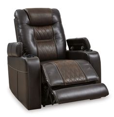 the reclining chair is brown and black