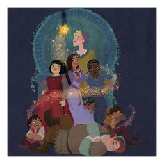 the princess and the frog are surrounded by their babies in this illustration from disney's sleeping beauty