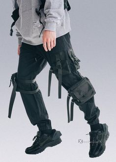 Techwear Wide-leg Cargo Pants, Techwear Wide-leg Pants With Cargo Pockets, Black Techwear Pants With Cargo Pockets, Gray Cargo-style Techwear Bottoms, Black Cotton Techwear Cargo Pants, Techwear Pants, Cargo Pant, Cotton Twill Fabric, Cargo Pants