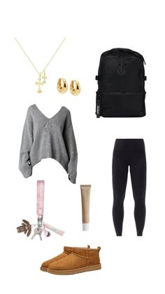 school, outfit, college, inspo, lululemon, uggs, summer fridays, gold jewelry School Trip, Cute Outfits For School, Preppy Outfit, Cute Everyday Outfits, Cute Simple Outfits, School Outfits, Comfy Outfits, Simple Outfits, Everyday Outfits