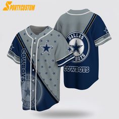 NFL Dallas Cowboys Baseball Jersey American Football Team Symbol Grey Blue Jersey Shirt Show Your Team Pride In Style is a unique jersey designed for ... Cowboys Jersey, Dallas Cowboys Star, Dallas Cowboys Jersey, Football Jersey Shirt, Cowboys Nfl, Dallas Cowboys Fans, American Football Team, Custom Baseball Jersey, Gifts For Football Fans